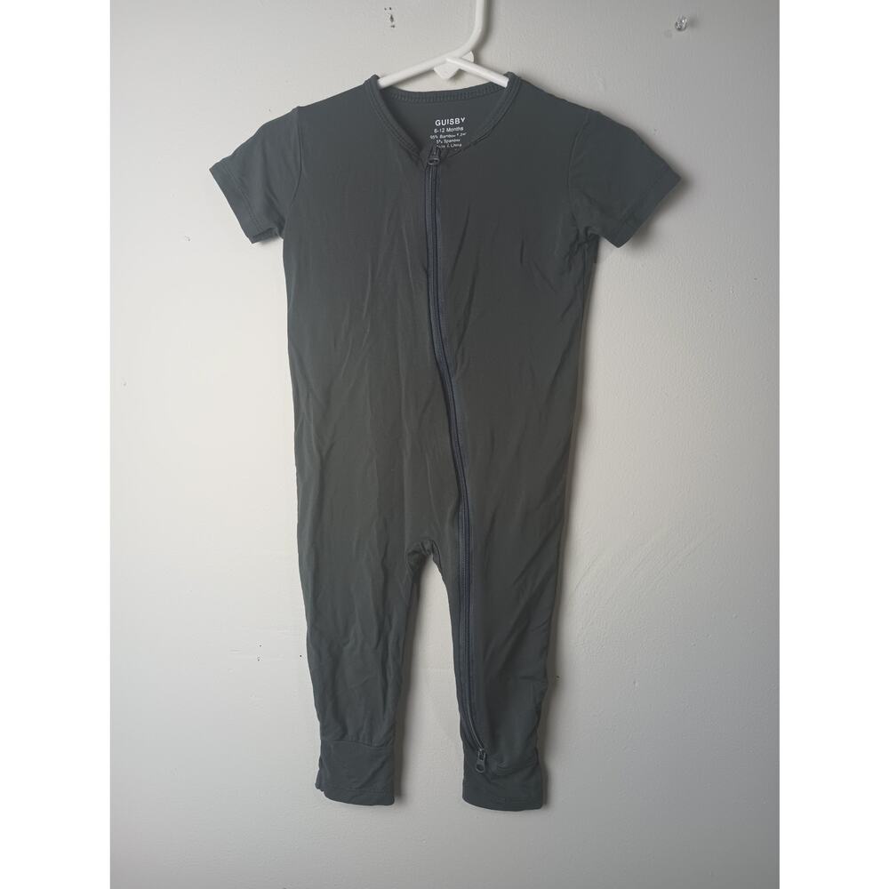 Guisby Baby Bamboo Gray‎ Jumpsuit Sleeper Infant Size 6-12 Months Stretch light
